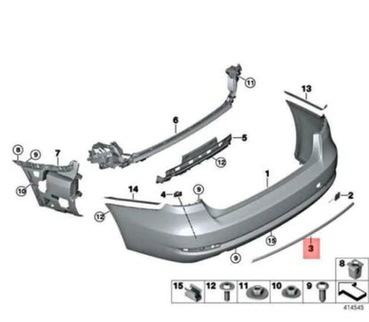 NEW BMW 3 GT F34 REAR BUMPER CENTER MOLDING STRIP SPORT LINE 51137308841