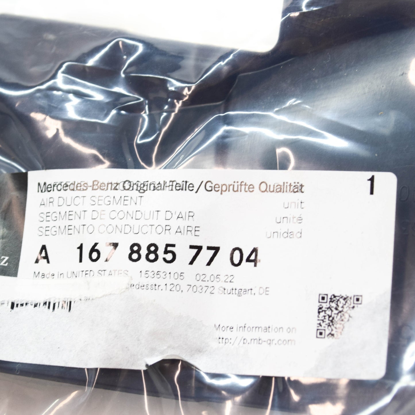 NEW MERCEDES-BENZ GLS X167 FRONT LEFT AIR DUCT SEGMENT A1678857704 ORIGINAL