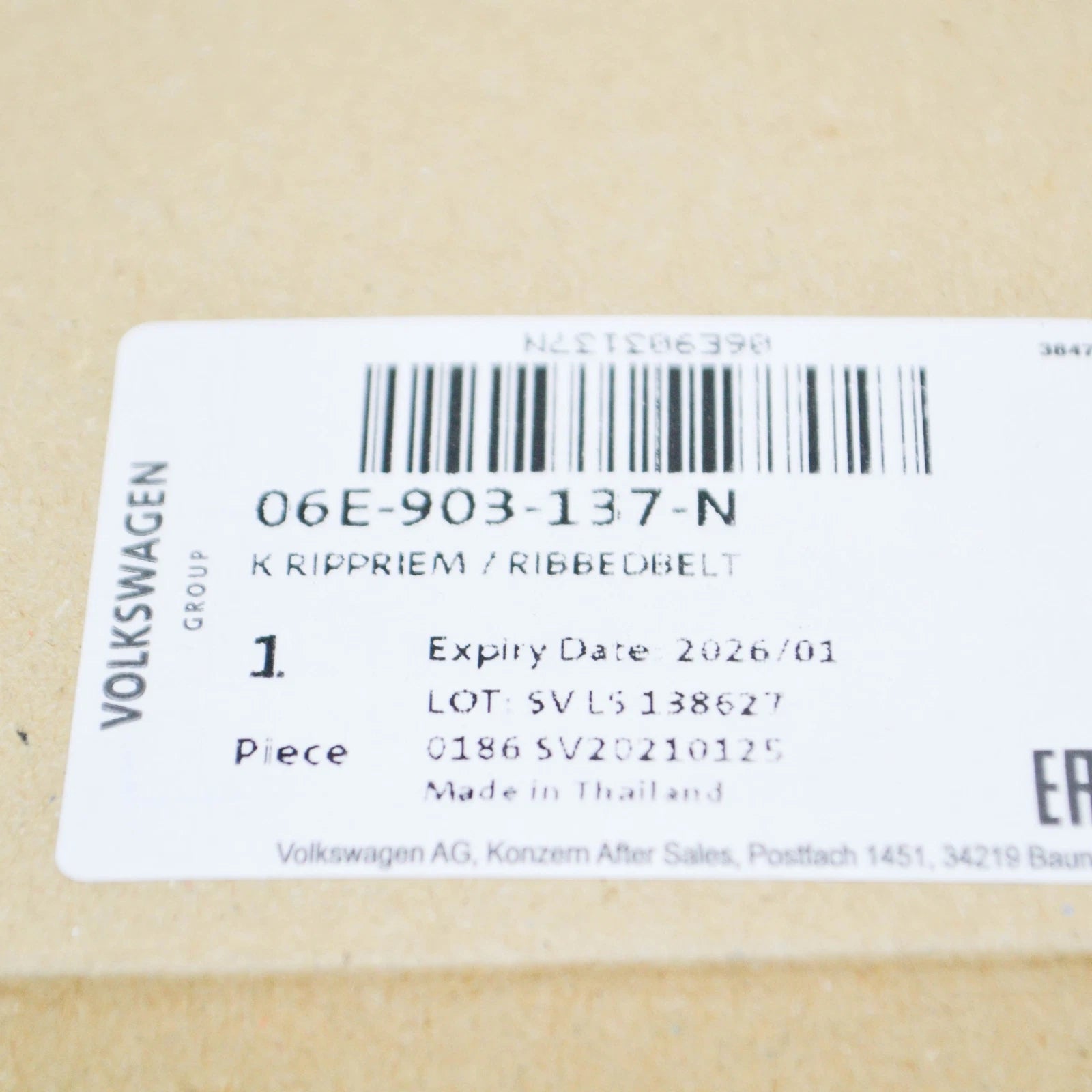 NEW AUDI A6 AVANT C6 ACCESSORY DRIVE BELT 06E903137N