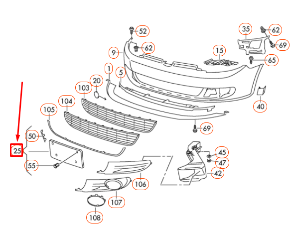 NEW VOLKSWAGEN GOLF MK6 FRONT LICENCE PLATE HOLDER 5K0807287G9B9 ORIGINAL