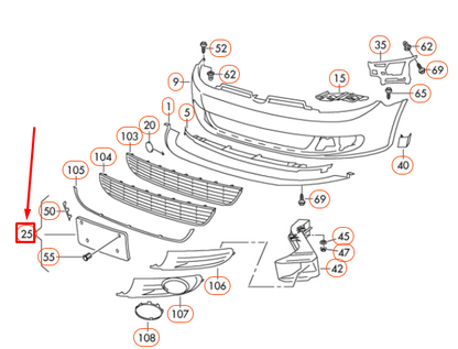 NEW VOLKSWAGEN GOLF MK6 FRONT LICENCE PLATE HOLDER 5K0807287G9B9 ORIGINAL