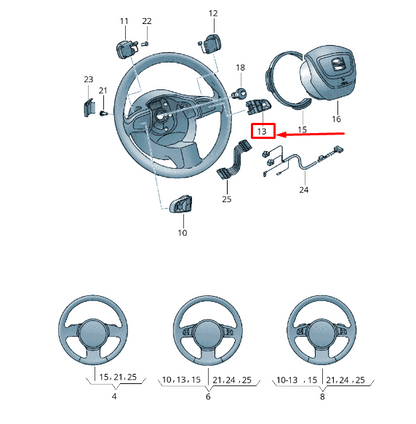 new audi q7 4l right steering wheel multifunction switch 4e0951527ajxha original