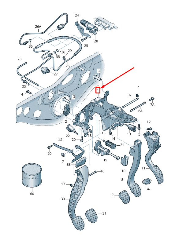 new audi a6 avant c6 brake pedal bracket 4f2721117e original