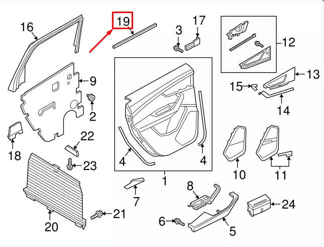 NEW AUDI Q7 4M REAR RIGHT INNER DOOR WINDOW APERTURE SEAL 4M0839480