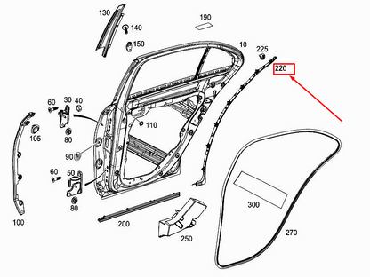 new mercedes-benz e w213 rear right door cover strip a2137300402 original