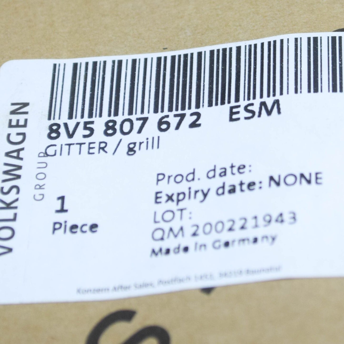 NEW AUDI A3 CABRIO 8V FRONT RIGHT AIR GUIDE GRILLE 8V5807672ESM ORIGINAL