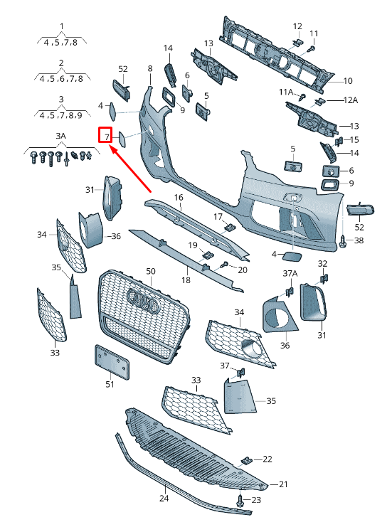 new audi rs7 sportback 4g front bumper towing eye cover 4g8807241cgru original