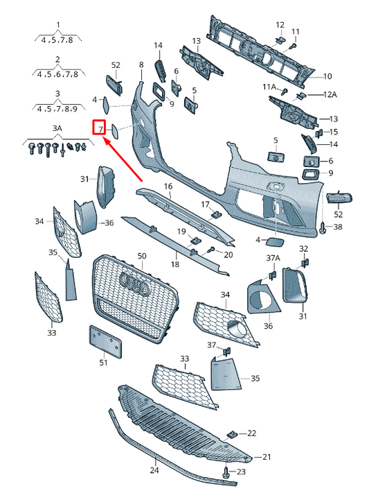 new audi rs7 sportback 4g front bumper towing eye cover 4g8807241cgru original