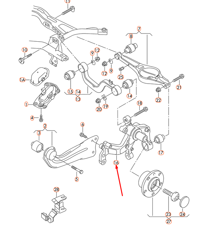 new volkswagen jetta a5 rear right wheel bearing housing 1k0505436ae original