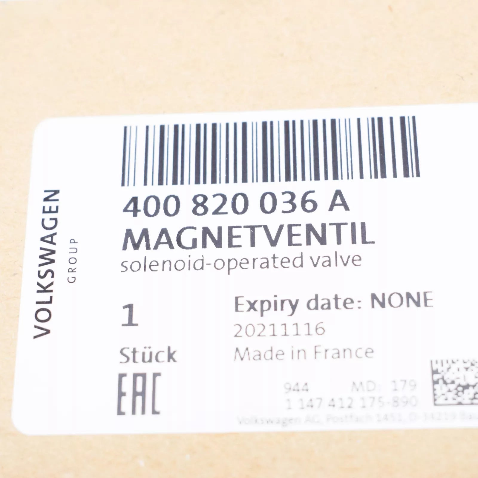 NEW AUDI R8 42 HEATER WATER CONTROL VALVE 400820036A ORIGINAL