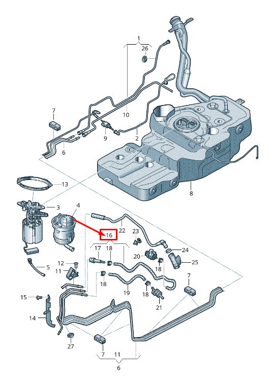 new audi q5 8r fuel hose 8r0201215f original