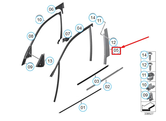 NEW BMW X1 E84 LEFT FRONT DOOR B-PILLAR TRIM FINISHER COVER 51332990311 ORIGINAL