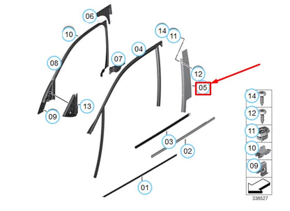 NEW BMW X1 E84 LEFT FRONT DOOR B-PILLAR TRIM FINISHER COVER 51332990311 ORIGINAL