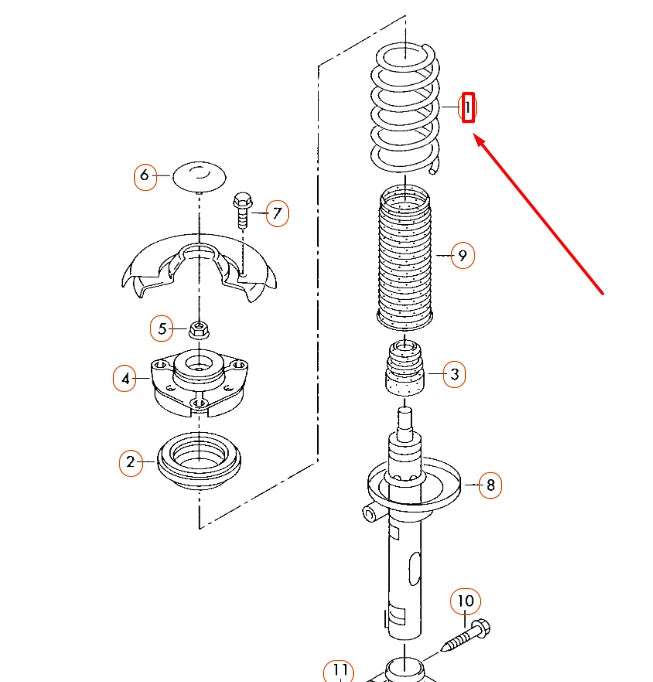 NEW AUDI TT 8J FRONT COIL SPRING 8J0411105CA ORIGINAL