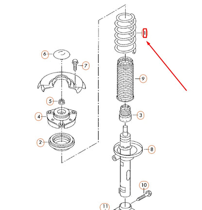 NEW AUDI TT 8J FRONT COIL SPRING 8J0411105CA ORIGINAL