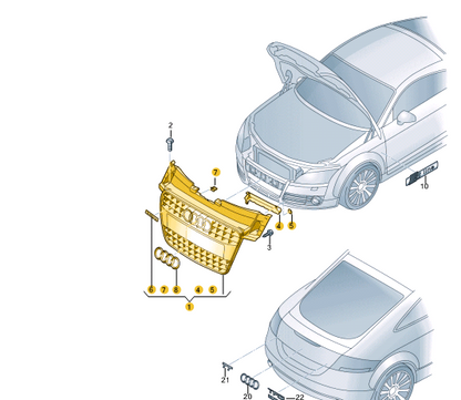new audi tts 8j radiator grille 8j0853651l1rr original