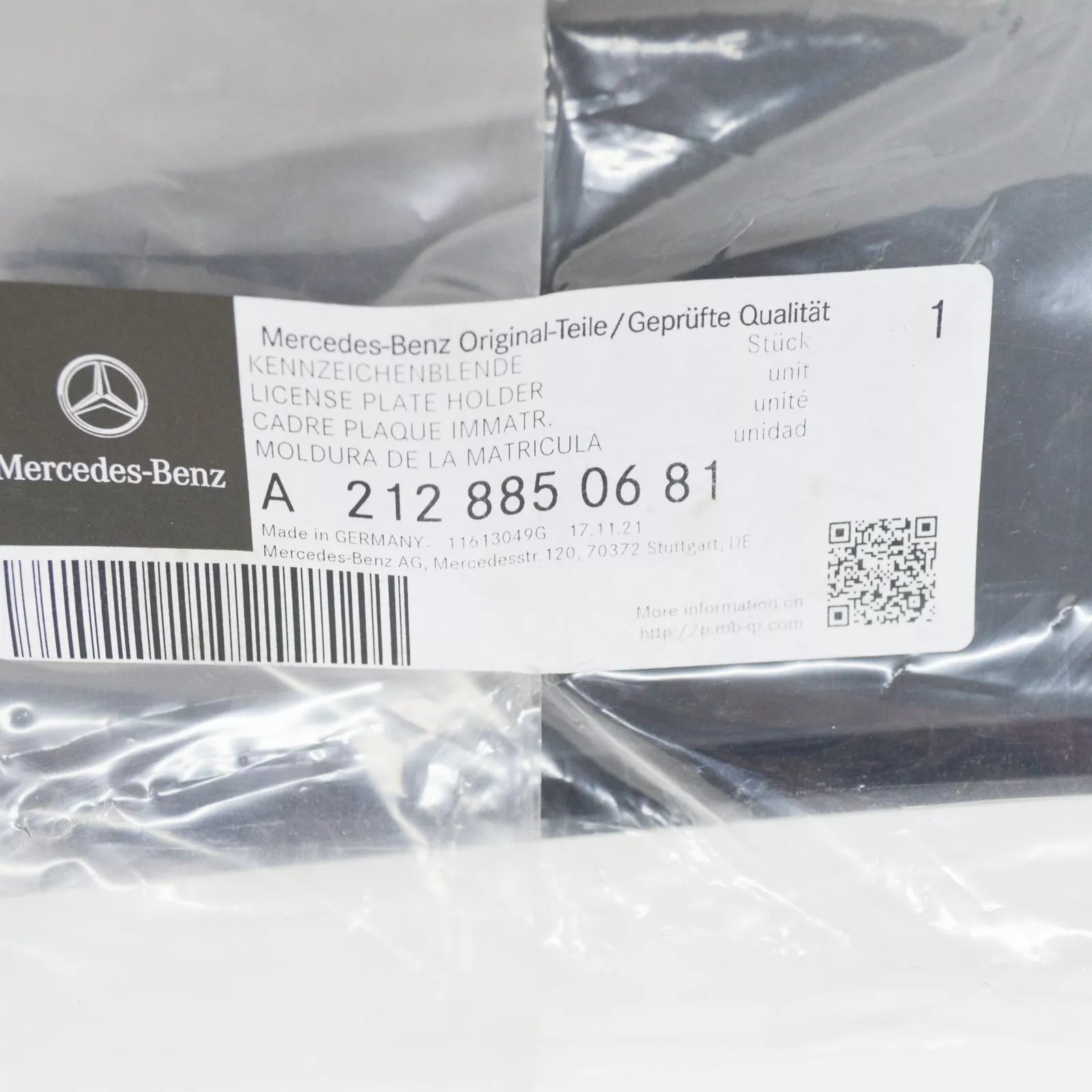 NEW MB E-CLASS W212 FRONT AMG BUMPER LICENSE NUMBER PLATE A2128850681 ORIGINAL