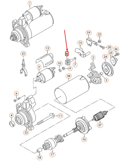 NEW AUDI A4 B7 1-PIN STARTER FLAT CONTACT HOUSING 357972771 ORIGINAL