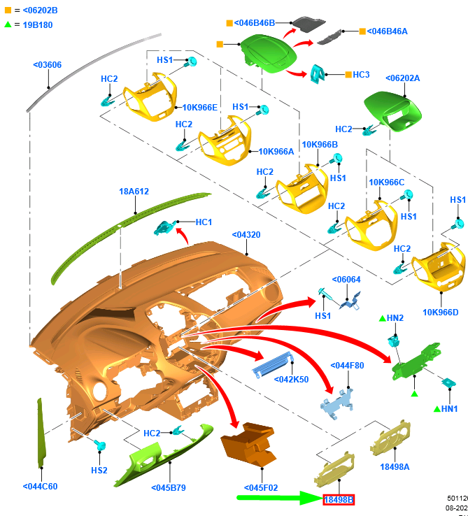 new ford ka mk3 lower instrument panel rhd g1b5-18d422-ba3yyw 2010351 original