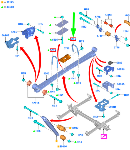 new ford transit mk4 rear spring u-bolt 1387171 6c11-5705-ca original