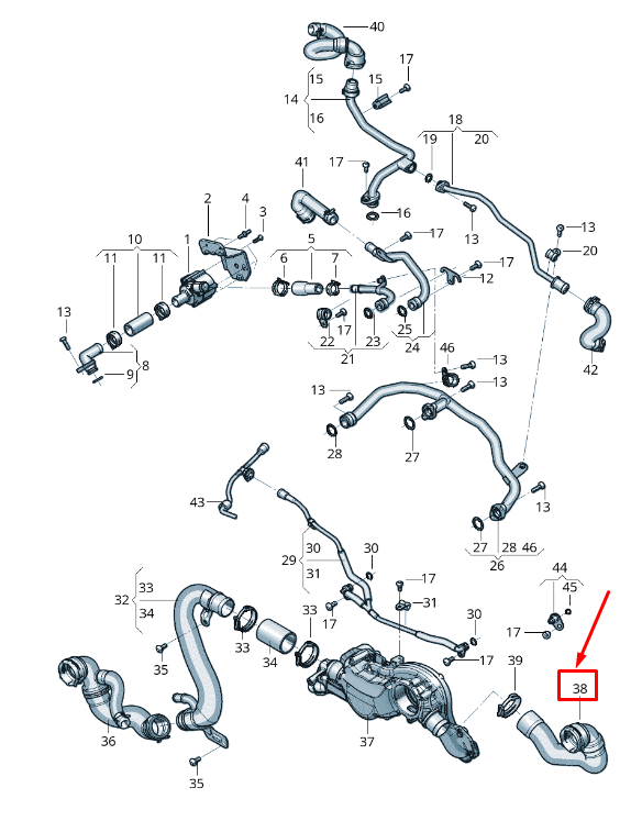 NEW AUDI Q7 4M COOLANT HOSE WITH QUICK RELEASE COUPLING 4M0122101DP ORIGINAL