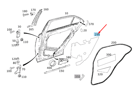 new mercedes-benz e w212 rear door panel dampening a2127370090 original