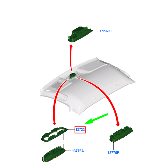 new ford ranger t6 interior lamp frame 1896150 ab39-13733-ba3ja6 original