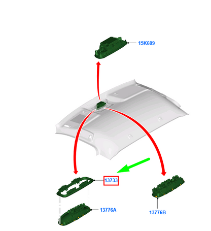 new ford ranger t6 interior lamp frame 1896150 ab39-13733-ba3ja6 original