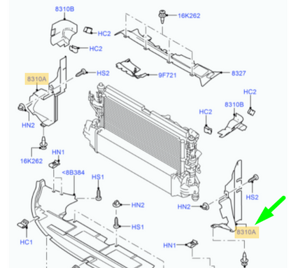new ford focus mk2 cabrio front left air deflector 3m51-8311-be 1252552 original