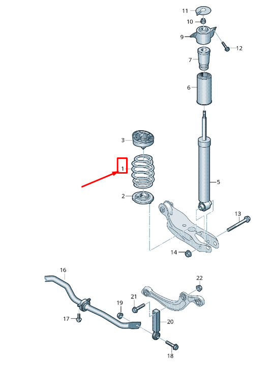 new audi a5 f5 rear coil spring 8w0511115et original