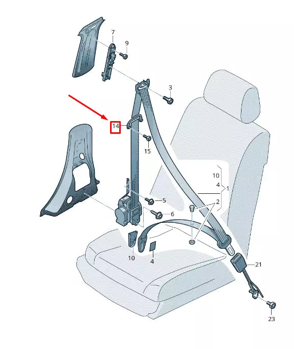 NEW VW TOUAREG 7P MK2 FRONT LEFT SEAT BELT GUIDE 7P0857817