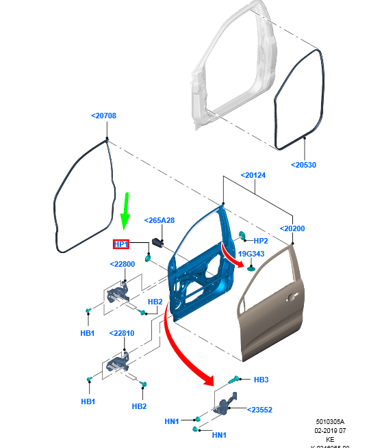 new ford ranger t6 mk1 front door plug w715701-s300 1856519 original