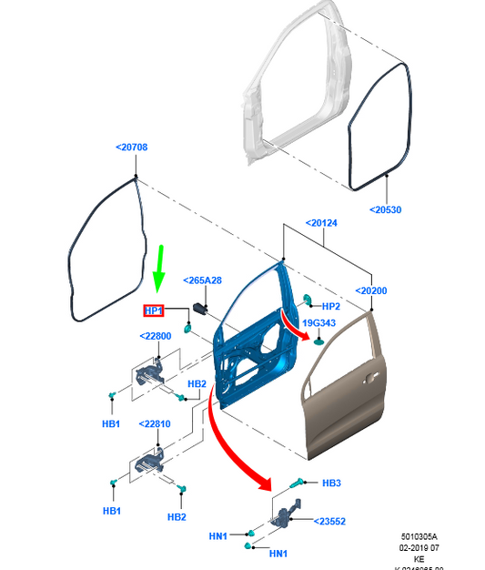 new ford ranger t6 mk1 front door plug w715701-s300 1856519 original