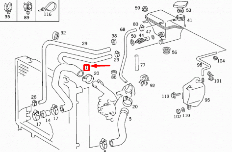 NEW MERCEDES-BENZ E W124 RADIATOR BOTTOM HOSE A1245012982 ORIGINAL