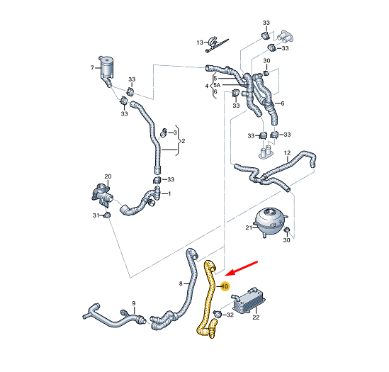 NEW VW TRANSPORTER VI T6 COOLANT HOSE 7E0122073AL ORIGINAL