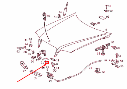NEW MERCEDES-BENZ C W202 ENGINE HOOD SAFETY HOOK DEFLECTOR A2028870245 ORIGINAL