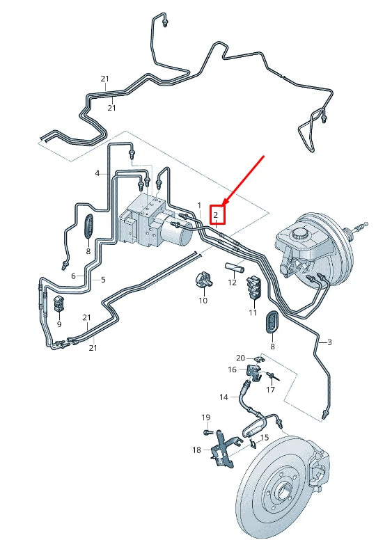 NEW AUDI A8 4N BRAKE LINE FROM BRAKE CYLINDER TO HYDRAULIC 4N2614706G ORIGINAL
