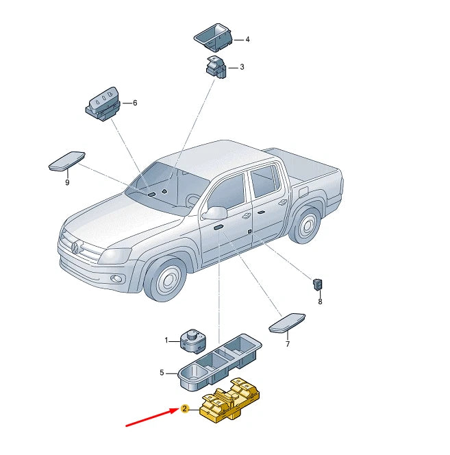 NEW VW AMAROK FRONT LEFT DOOR WINDOW SWITCH LHD 1K4959857CREH ORIGINAL