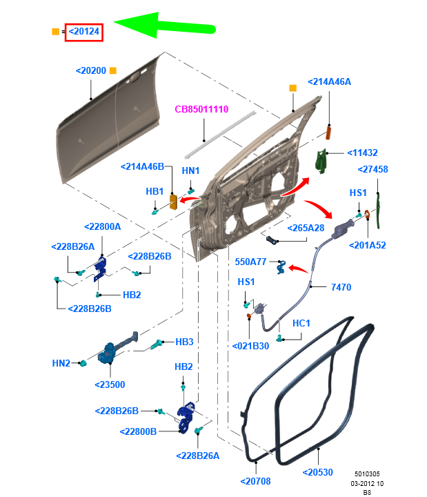new ford focus c346 mk3 front right door 2147844 pbm51-a20124-bf original