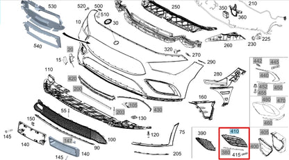 NEW MERCEDES-BENZ CLA COUPE C118 FRONT RIGHT BUMPER GRILLE A1188854401 ORIGINAL