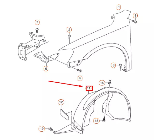 NEW VOLKSWAGEN PASSAT B8 FRONT LEFT WHEEL HOUSING LINER 561805911B9B9 ORIGINAL