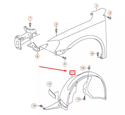 NEW VOLKSWAGEN PASSAT B8 FRONT LEFT WHEEL HOUSING LINER 561805911B9B9 ORIGINAL
