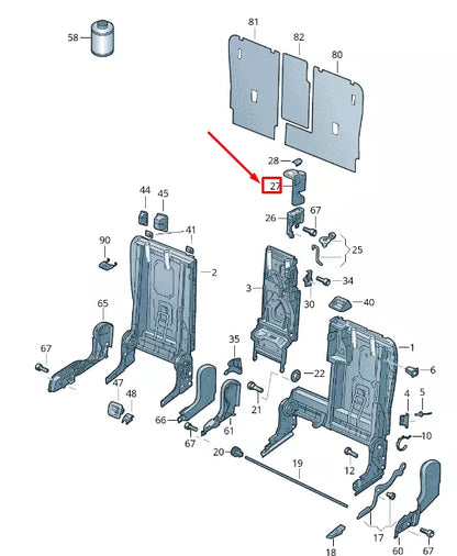 NEW VW TOUAREG 7P MK2 REAR SEAT CENTER LEFT COVER FRAME 7P0885607BNX1