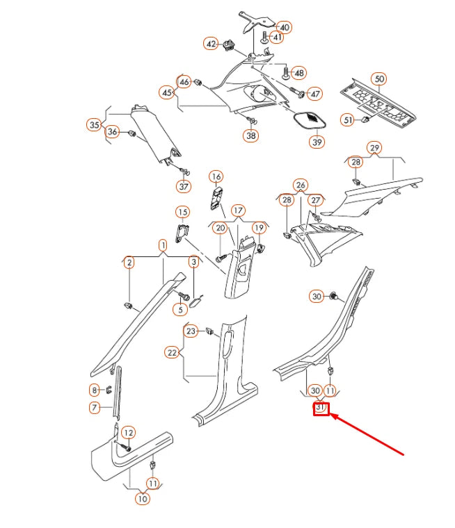 NEW AUDI A4 B8 REAR LEFT C PILLAR LOWER TRIM 8K0867767B4PK ORIGINAL