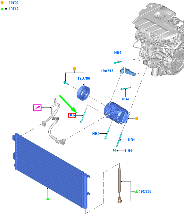 new ford kuga mk3 a/c compressor bolt 1924785 original