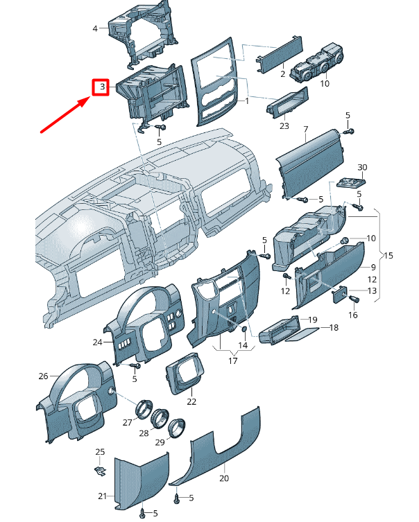 NEW VOLKSWAGEN CRAFTER 2F MK1 DASHBOARD CENTER RADIO SUPPORT 2E0857346B ORIGINAL