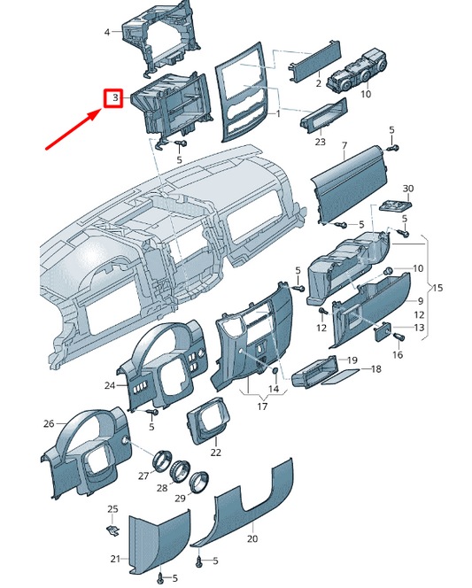 NEW VOLKSWAGEN CRAFTER 2F MK1 DASHBOARD CENTER RADIO SUPPORT 2E0857346B ORIGINAL