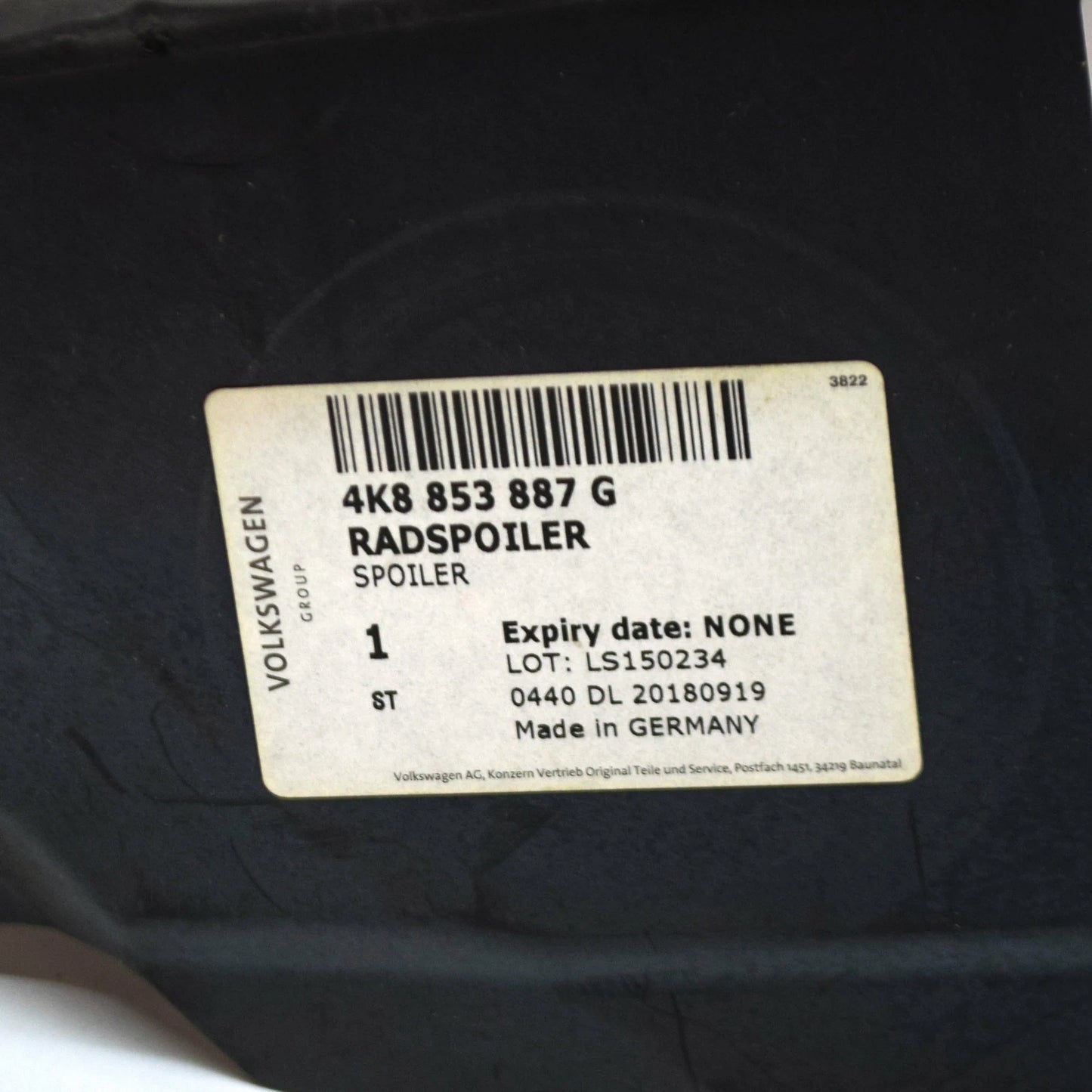 NEW AUDI A7 4K8 SPORTBACK FRONT LEFT OUTER WHEEL SPOILER 4K8853887G