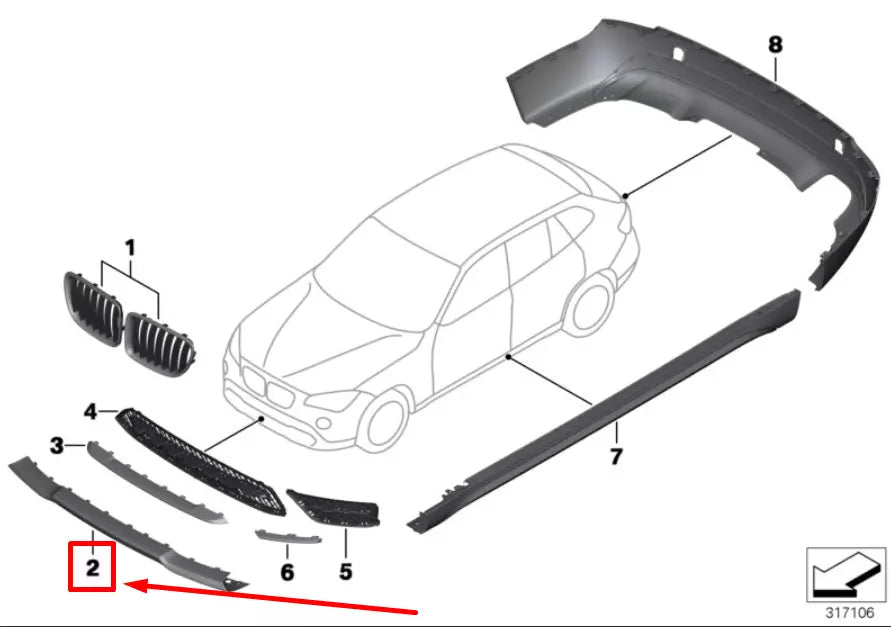 NEW BMW X1 E84 FRONT LOWER BUMPER LIP 51117303768 7303768 ORIGINAL
