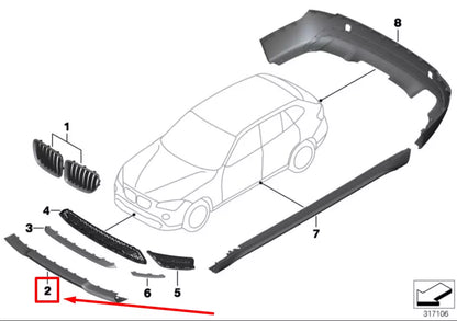 NEW BMW X1 E84 FRONT LOWER BUMPER LIP 51117303768 7303768 ORIGINAL